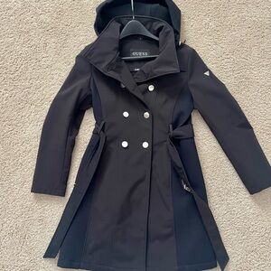 GUESS Black Hooded Trench Coat